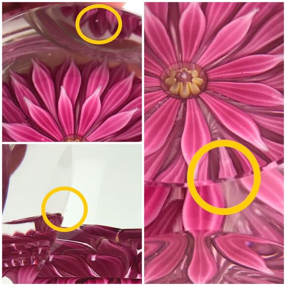 Perthshire 1972A Pink Dahlia Flower Faceted Layered Lampwork Petals Paperweight - Picture 12 of 16